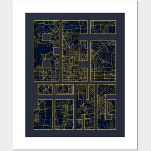 Beijing, China City Map Typography - Gold Art Deco Posters and Art